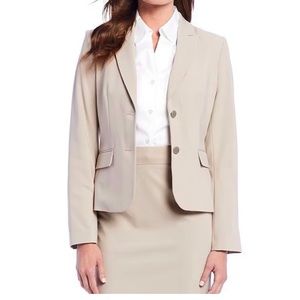 Calvin Klein Notch-Collar Long Sleeve Padded Shoulder Luxe Stretch Jacket Sz 6